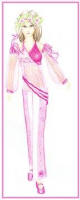 Fashion drawing of a woman in a pink full length dress.
