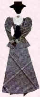 1890 Fashion history and costume history picture of fashion costume fabric collage.