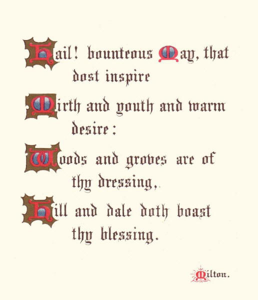 May Month Calligraphy Verse by Milton