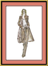 Fashion sketch by Mira of woman in a coat.