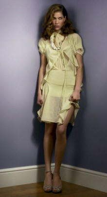 Sheer ruffle cardigan �28 �42 Fluted sheer dress �45 �67 Platform sandal �50 �74
