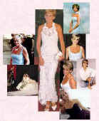 Montage of Princess Diana in pastel outfits. Costume History, fashion history.