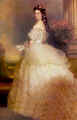 Fashion history painting showing full crinoline of 1865.