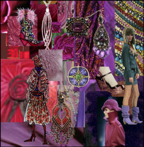 Moodboard - Deep rich violets and aubergines melt into dusty softer contrast accent tones and flow through into glowing garnet and rich intense ruby wines.