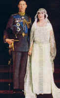 Picture of the Queen Mother in her wedding dress.