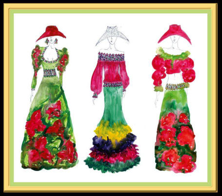 Spanish Inspired Clothing - Fashion Gallery 21 of Rallitza's Fashion Sketches August 2005