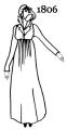 Line drawing of a redingote 1806. Fashion history and costume history of redingotes.