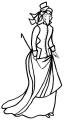 Line drawing of a redingote 1876. Fashion history and costume history of redingotes.