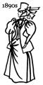 Line drawing of a redingote 1890s. Fashion history and costume history of redingotes.