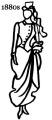 Line drawing of a redingote 1880s. Fashion history and costume history of redingotes.