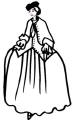 Line drawing of a redingote 1700s. Fashion history and costume history of redingotes.
