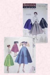 Butterick skirt patterns of the 1950s and showing full skirts perfect for teddy girls to wear when jiving.