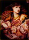 Portrait of aesthetic lady wearing fashion by Rossetti. Costume history of aesthetics.