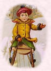 Boy on a sled Christmas Scene