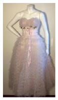 1950s  Strapless ballerina length evening Prom dress from anothertimevintageapparel.com 