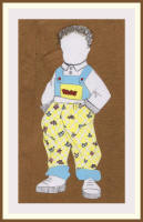 Toddler fashion drawing using nursery fashion textile prints by Vaishali Gandhi of India