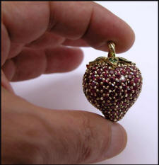 Gem set strawberry by Ken Haladjian of Exclusive Jewelry Designs, California