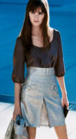 Warehouse - details - metallic high waist skirt �45/�70, blouse �38/�59, crop jacket �70/�110.