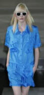 The dazzling bright electric blue shirt-shorts jump dress is from Oasis SS07 Catwalk Show. 