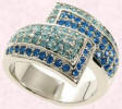 �9. The blue pav� rolling ring has two overlapping sections creating a sophisticated visual effect. The ring uses Swarovski crystals and a high polish finish.  