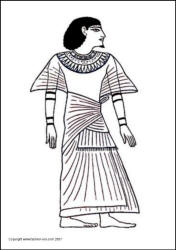 Ancient Egyptian King - Scribe Ani costume coloring-in picture. Line Drawing