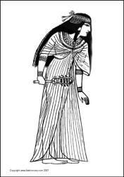 Pretty ancient Egyptian woman Thuthu - line drawing colouring in picture sketch.