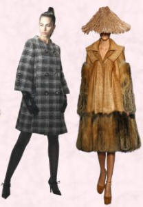 Check coat by Matalan and fur trimmed coat by Dior