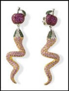 Beautiful gemstone apple and serpent earrings.