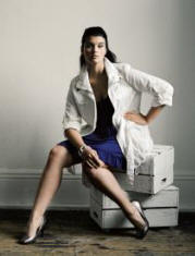 This white techno parka �50/�75 is from Evans Spring/Summer 2007 women's plus size range. The purple jersey dress is �28/�43 and the pewter court shoes �25/�38.