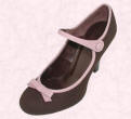 Cody' Mary Janes far right and trimmed in pink are from Jones the Bootmaker at �80 