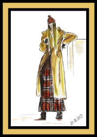 Fashion drawing woman in coat
