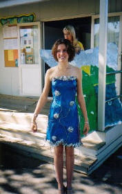 Girl wearing  paper dress