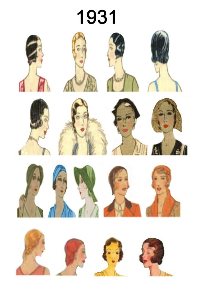 Pictures of Hats & Hairstyles 1930-1939 in Costume History