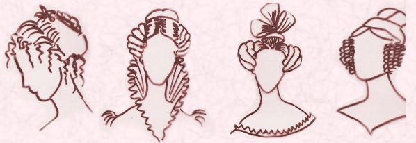  1800's. These hairstyles complimented simple empire line dress of the 