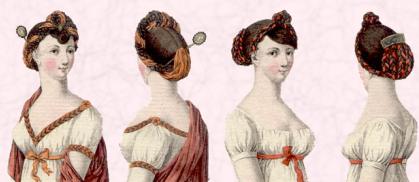 Hairstyles of 1804 and hair jewellery comb and accessories