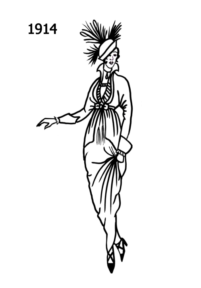 Costume Silhouettes 1914-1915 Free Line Drawings