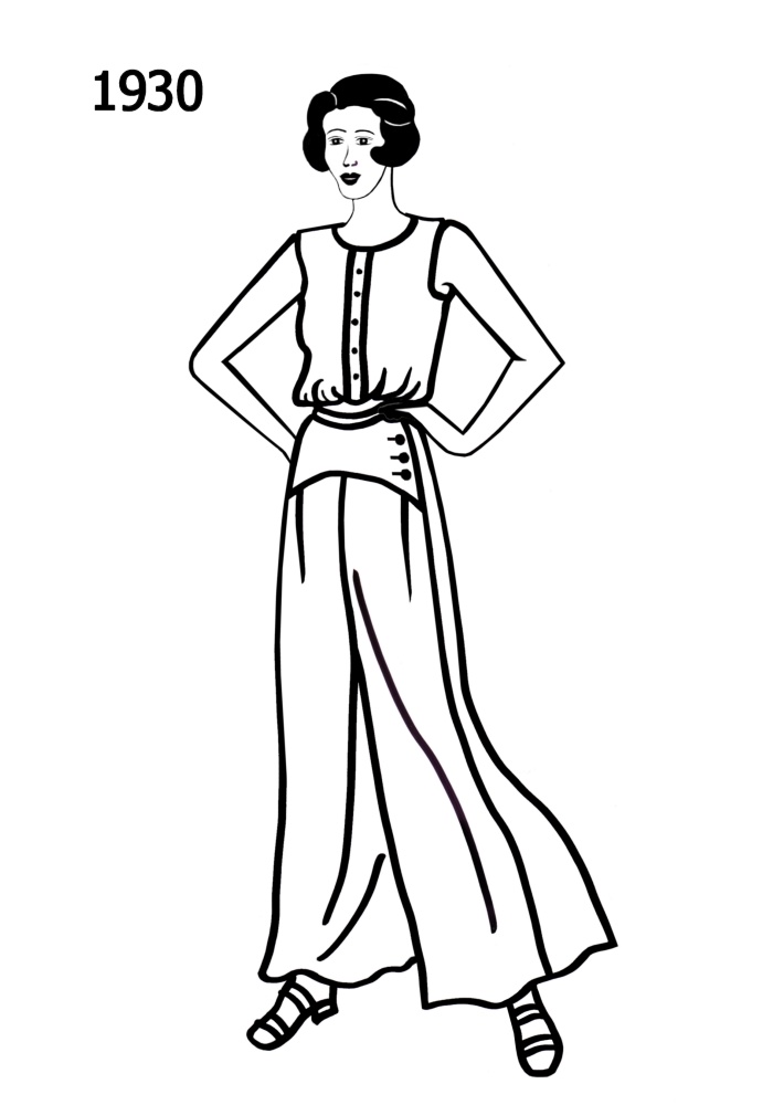 Costume Silhouettes 1930-1932 Free Line Drawings