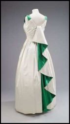 The Queen's White  & Green Gown Designed by Norman Hartnell for India and Pakistan 1961.