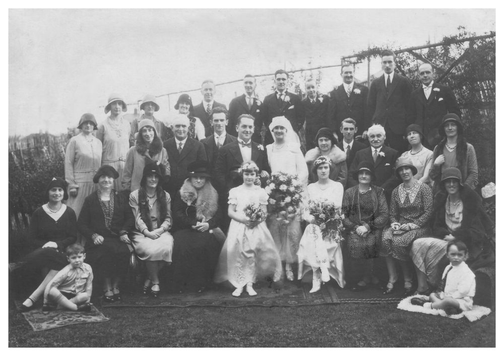 1930 Old Wedding Photo of Large Bridal Group