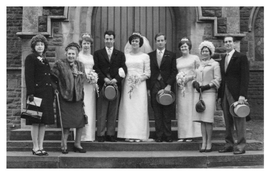 1965 Bridal group photo The groom and ushers wore traditional morning dress