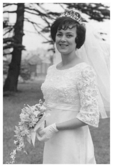 This 1960s wedding photo is of Pat at her white wedding in South Wales on a 