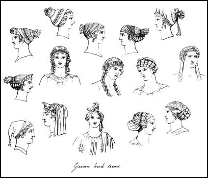 Greek hairstyles for women and taken from Hope's Book of Antiquities