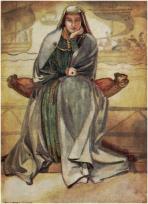 Woman's Grey Cloak - Neck Fastened With Chain