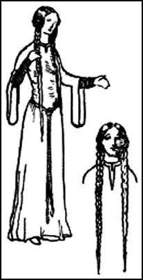 Woman's Long Braids Plaits Hair Style c1130s