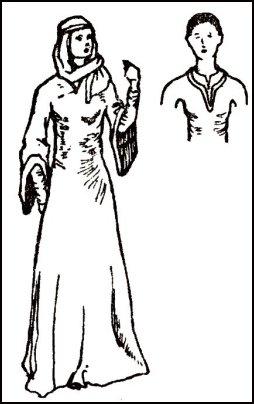 Costume Drawing - A WOMAN  IN A WIMPLE -  WILLIAM I