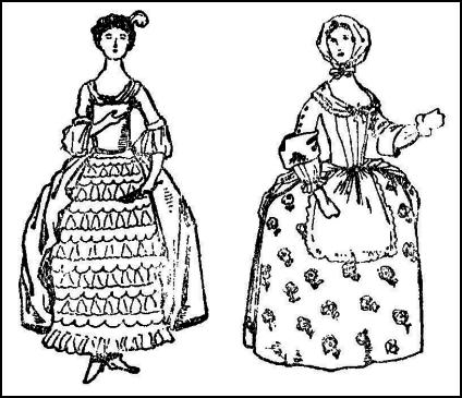Colouring-in - C18th Hoop Skirt Dress Lady