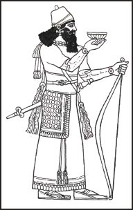 The clothing of Assyrian King Assur-nasir-pal who probably ruled 883 B.C. to 858 B.C.