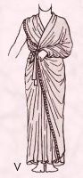 Model V is a late Egyptian costume style and dates from 500 B.C.