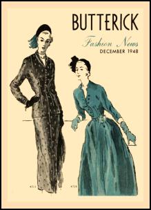 1945-1950 Butterick Magazine Dressmaking Pattern Design Covers 1948