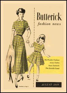 1945-1950 Butterick Magazine Dressmaking Pattern Design Covers 1949